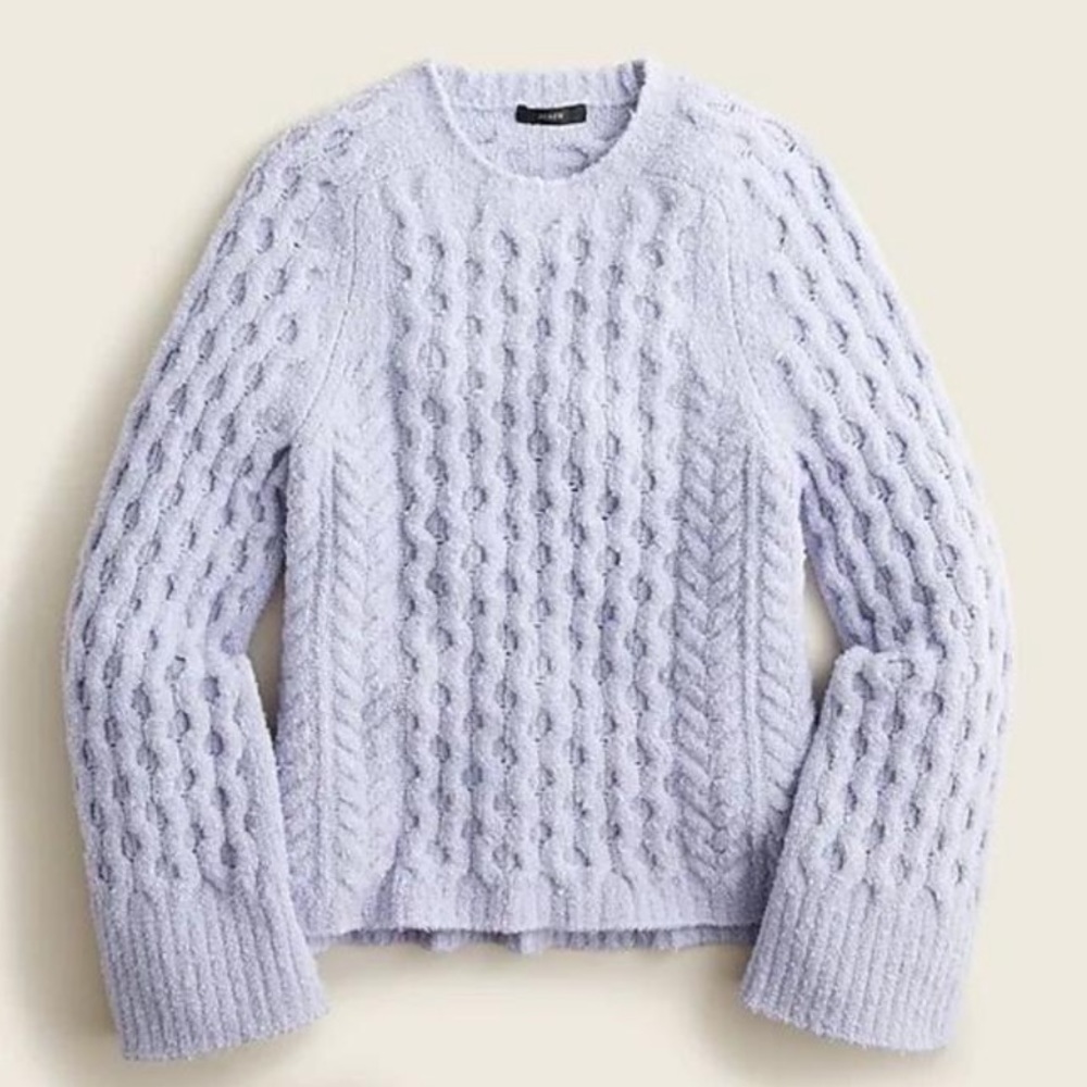 Cotton bouclé cable-knit sweater in Peri Shadow
Item BF004